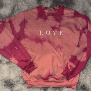 Southern Bliss LOVE Sweatshirt Pink Bleach Splatter - Small